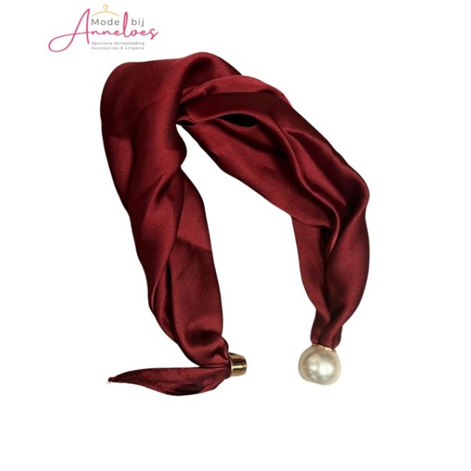 Dames Halssjaal Bordeaux Rood korte damessjaal met parel 522